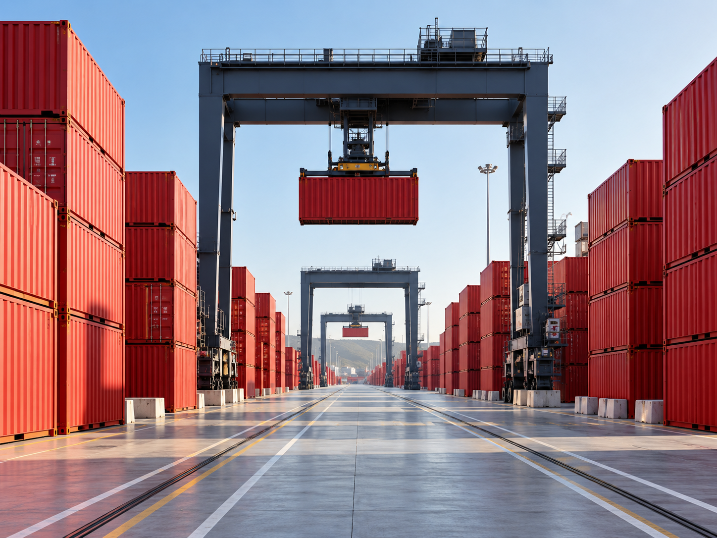 Modern red container terminal